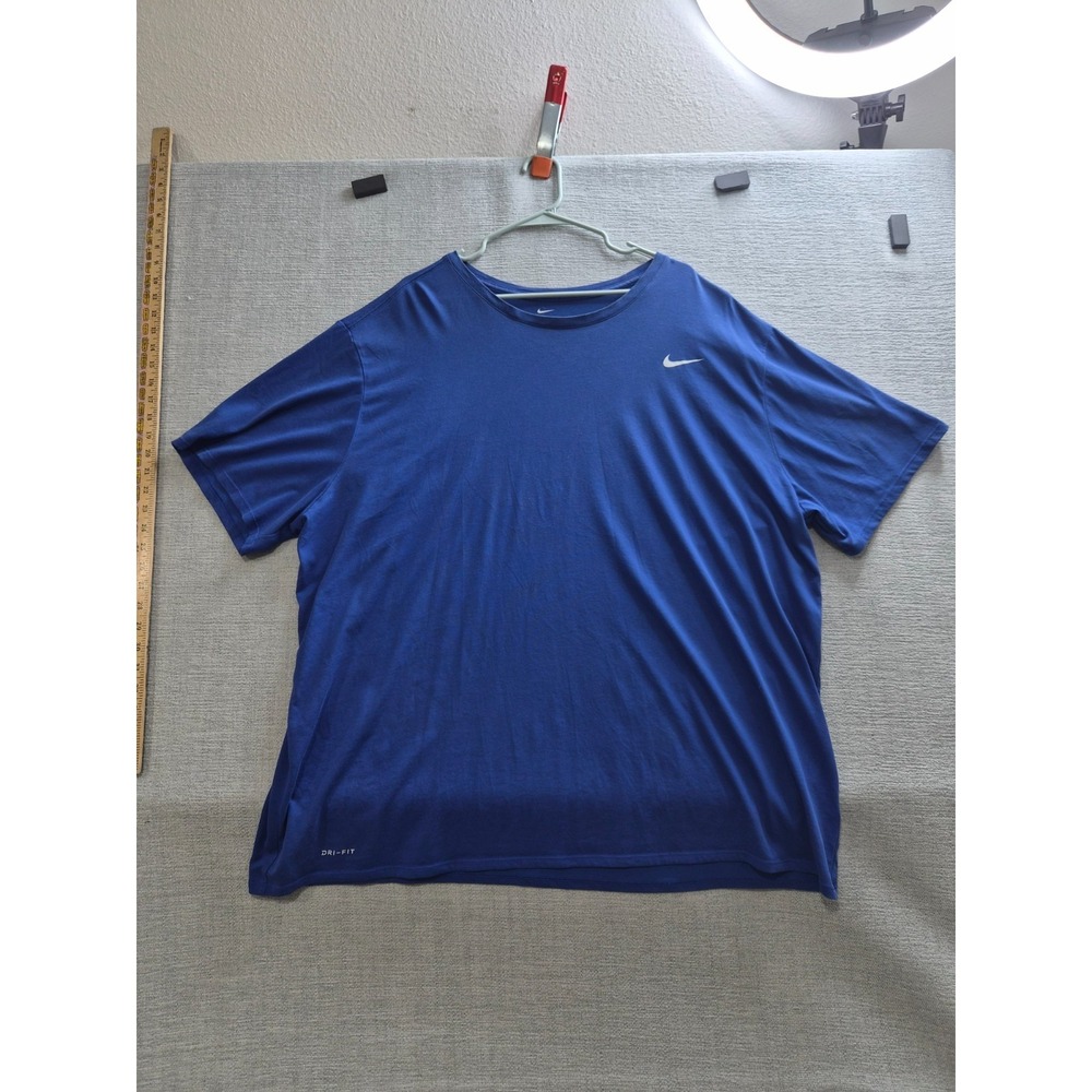 Nike Dri Fit T Shirt Mens 4XL Royal Blue Swoosh Logo Athletic Cut Crew Neck